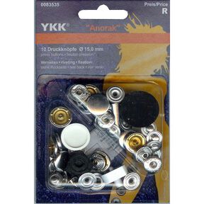 Zatrzask bez szycia Anorak 2 – srebro | YKK, 