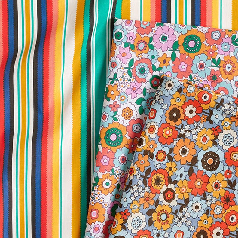 Tkanina bawełniana Kreton kolorowe kwiaty – biel/jasnopomarańczowy,  image number 5