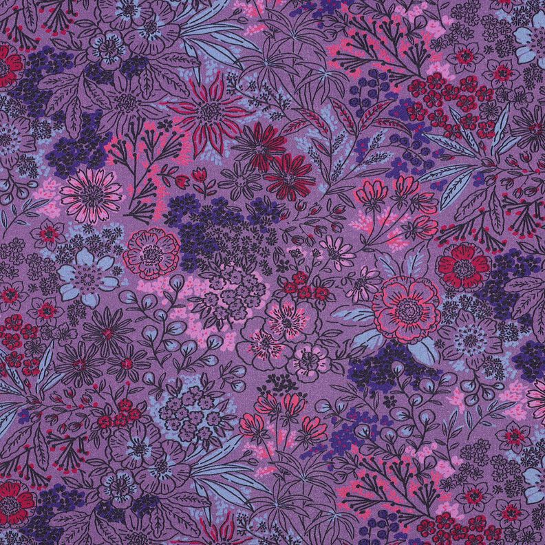 Popelina bawełniana polne kwiaty | Poppy Fabrics – lawendowy,  image number 1