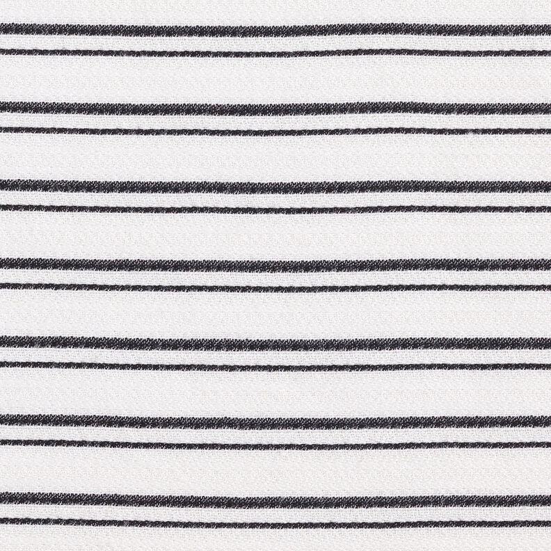 Tkanina na bluzki krepa w nieregularne paski – biel/czerń,  image number 1