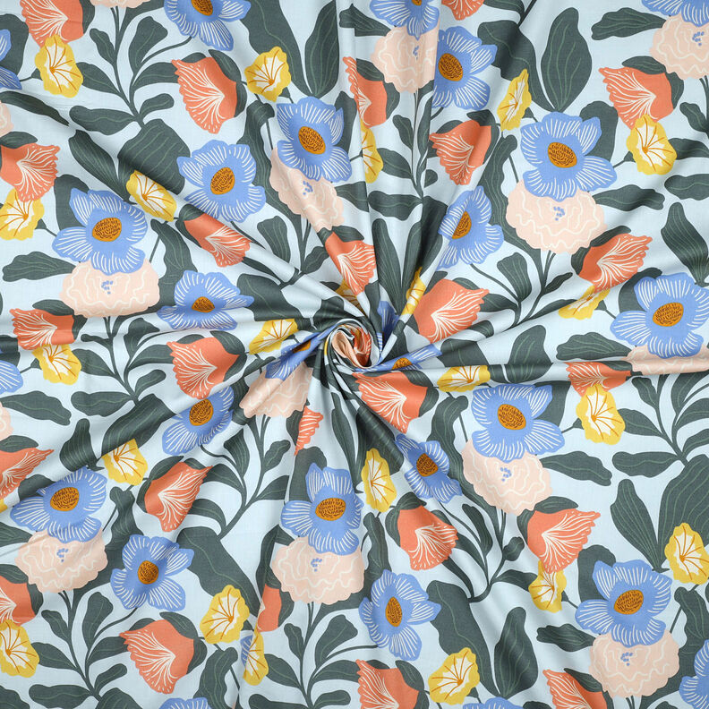 Woal bawełniany w bujne kwiaty | Nerida Hansen – błękit,  image number 3