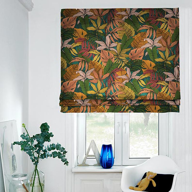 Tkanin dekoracyjna Half panama dżungla – ciemna zieleń,  image number 7
