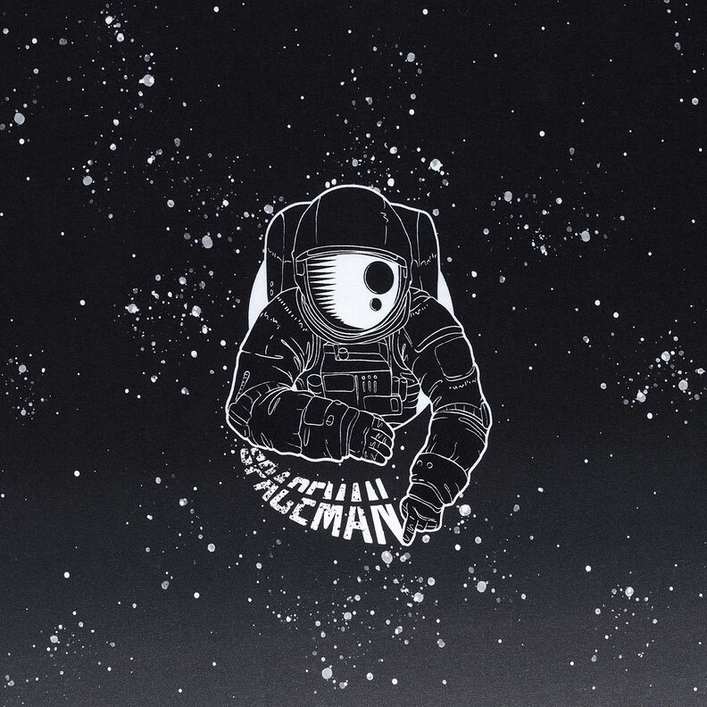French Terry Panel Spaceman | Glitzerpüppi – czerń/biel, image number 7