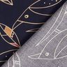 Tkanina wiskozowa ptaki w stylu art déco – ciemnogranatowy/piasek,  thumbnail number 4