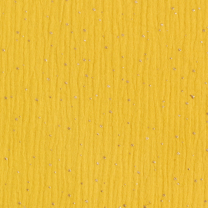 Muślin bawełniany w rozproszone złote plamki – curry/złoto,  image number 1