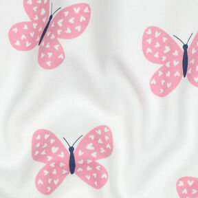 Dzianina dresowa drapana duże motyle | Poppy Fabrics – kość słoniowa/róż, 