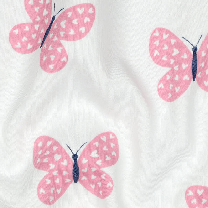 Dzianina dresowa drapana duże motyle | Poppy Fabrics – kość słoniowa/róż,  image number 2