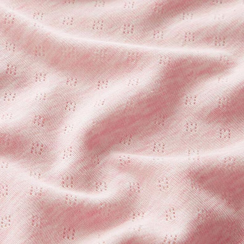 Dżersej o drobnym ściegu z ażurowym wzorem Melange – jasny róż,  image number 2