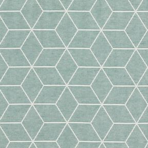 Tkanin dekoracyjna Żakard nowoczesne kostki – zieleń trzcinowa/kość słoniowa, 