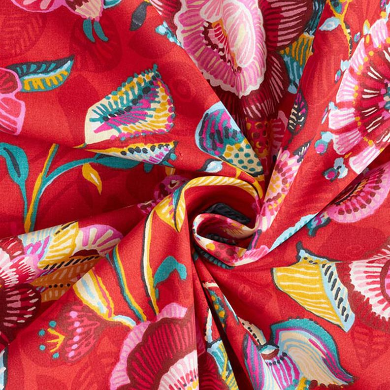 Tkanina bawełniana Kreton kwiaty w plamki – chili,  image number 3