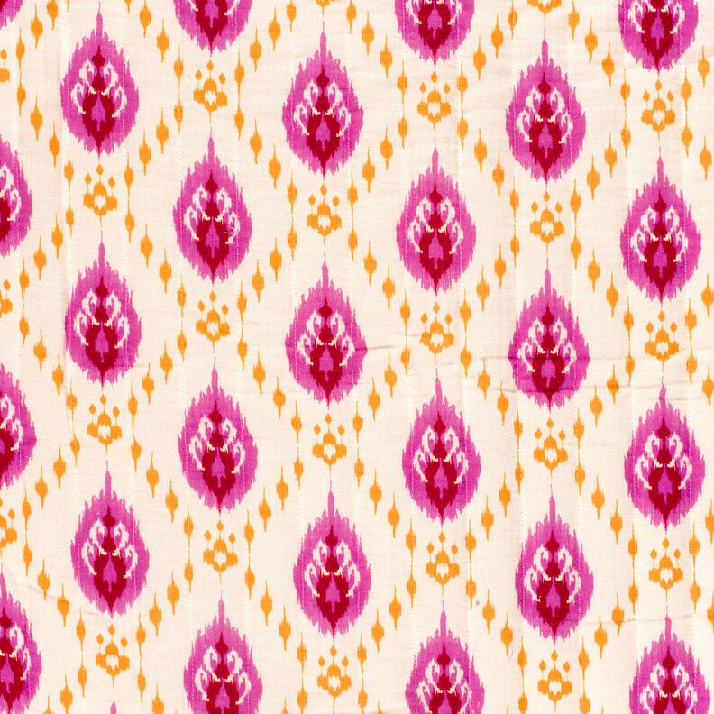 Tkanina pikowana Muślin kwiaty etniczne – mleczna biel/pink,  image number 3