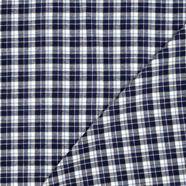 Flanela bawełniana mała kratka – granat/mleczna biel,  image number 3
