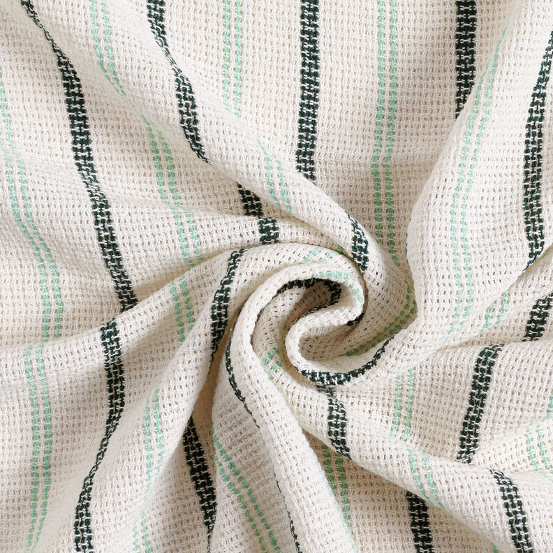 Tkanina bawełniana o strukturze siatki w pionowe paski – biel/mięta pieprzowa,  image number 3
