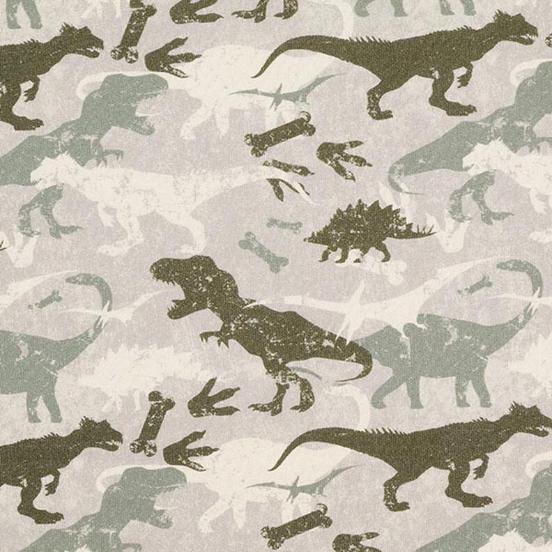 Dzianina dresowa drapana zakamuflowane dinozaury Melanż – jasny kreci/zieleń trzcinowa,  image number 1