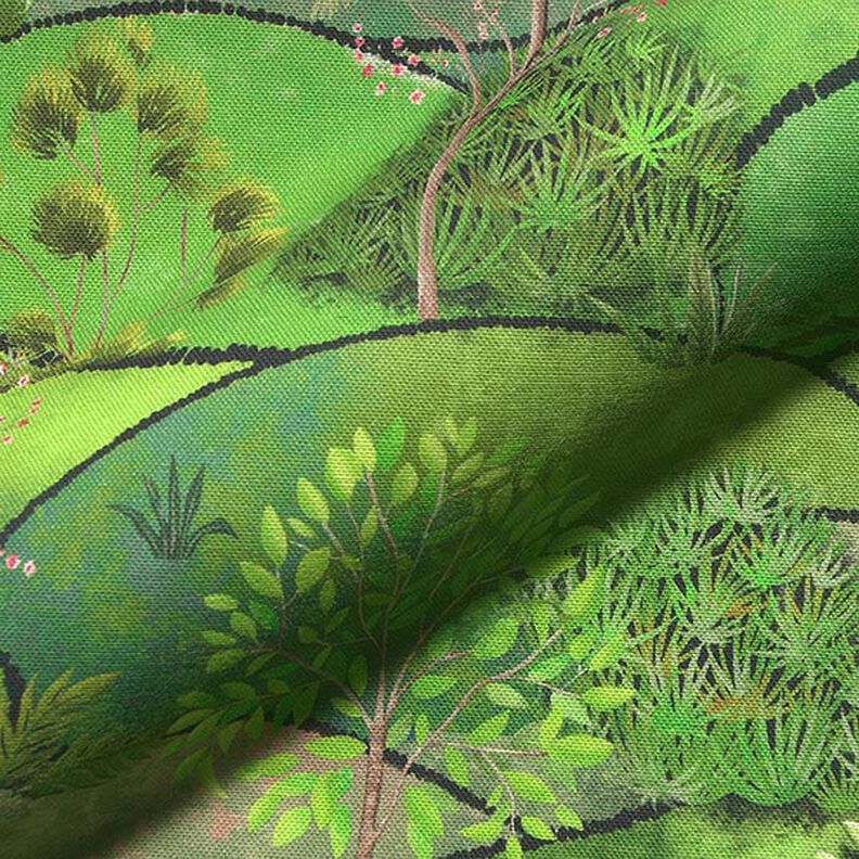 Tkanina dekoracyjna półpanama z nadrukiem cyfrowym Krajobraz wiosenny – zielone jabłuszko,  image number 2