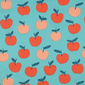 Popelina bawełniana duże jabłka | Poppy Fabrics – błękit morski/łosoś, 