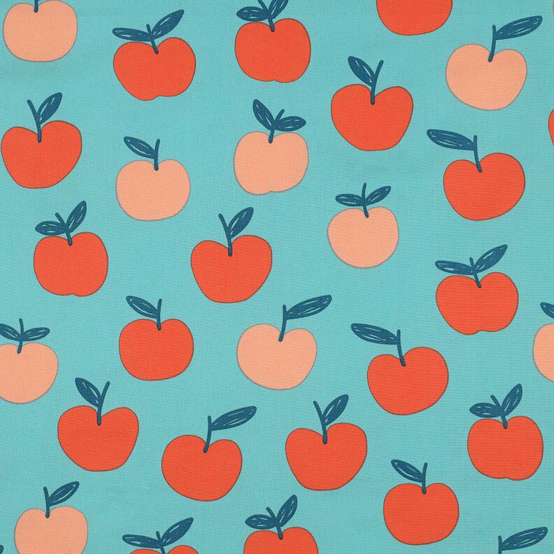 Popelina bawełniana duże jabłka | Poppy Fabrics – błękit morski/łosoś,  image number 1