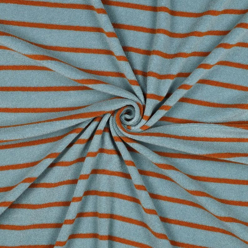 Dzianina frotte paski | Poppy Fabrics – błękit golębi/miedź,  image number 3