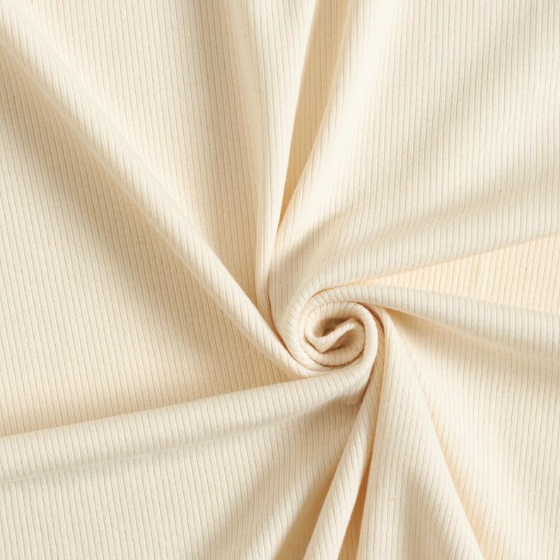 Drobno tkany dżersej prążkowany, niebielony – naturalny,  image number 1