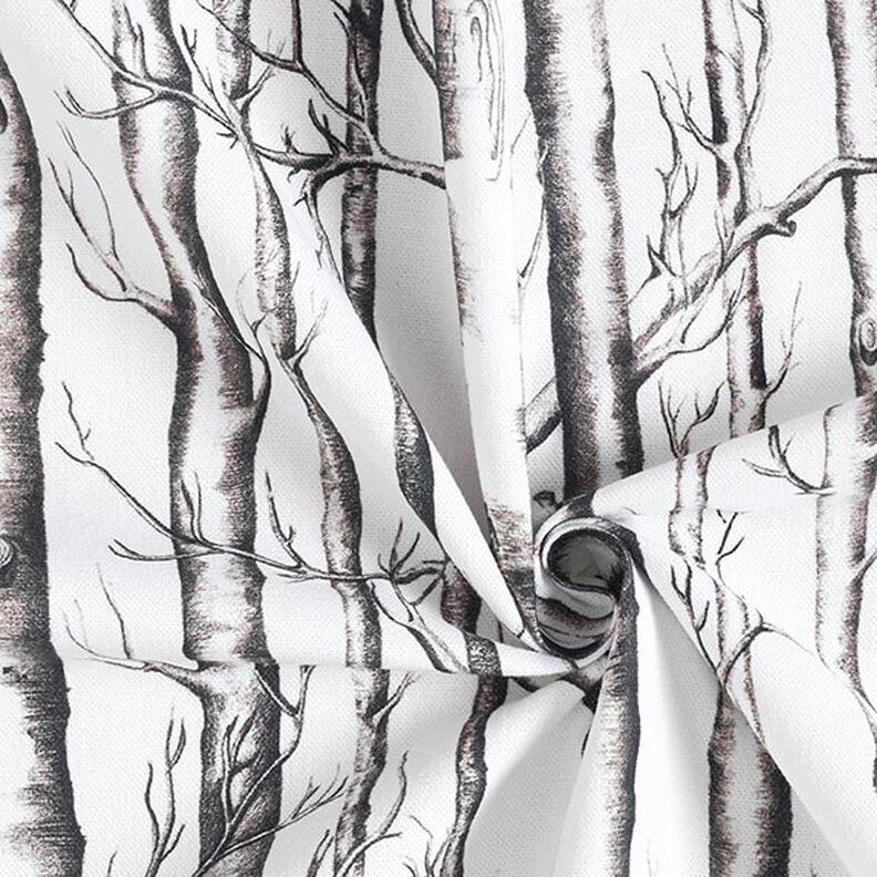 Tkanin dekoracyjna Half panama pnie drzew – mleczna biel,  image number 3