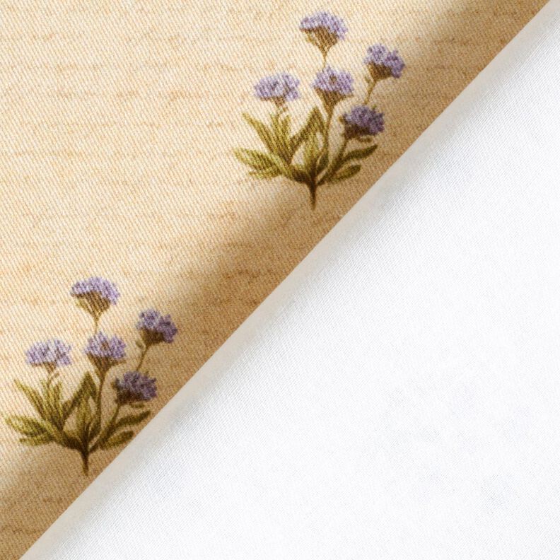 Tkanin dekoracyjna Diagonal bawełniany kwiaty i pismo  – beż,  image number 4