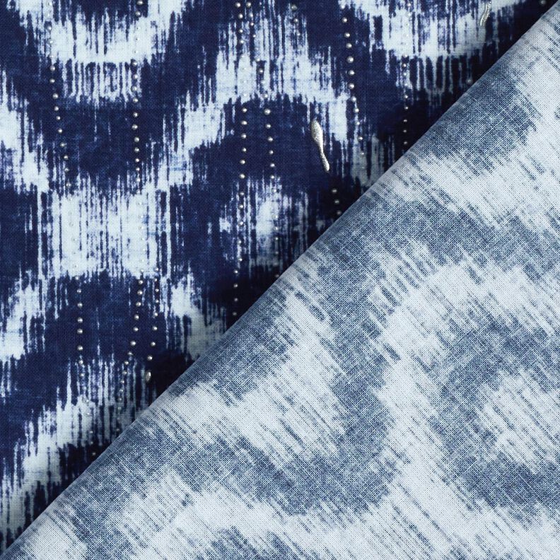 Popelina bawełniana Romby i brokatowe krople &ndash; indygo/biel,  image number 4