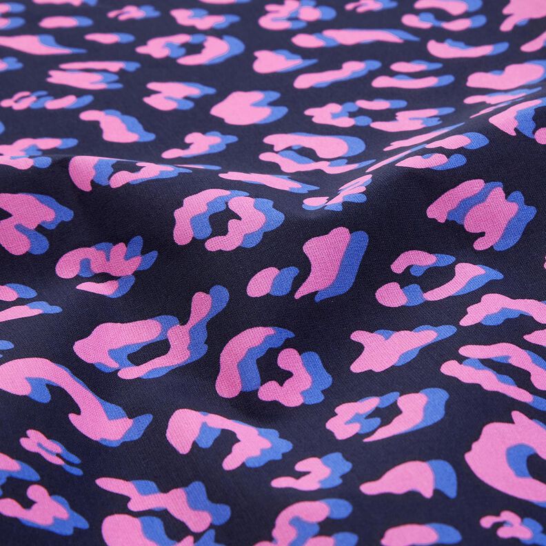 Bawełna powlekana abstrakcyjna panterka | Poppy Fabrics – ciemnogranatowy/pink, image number 2