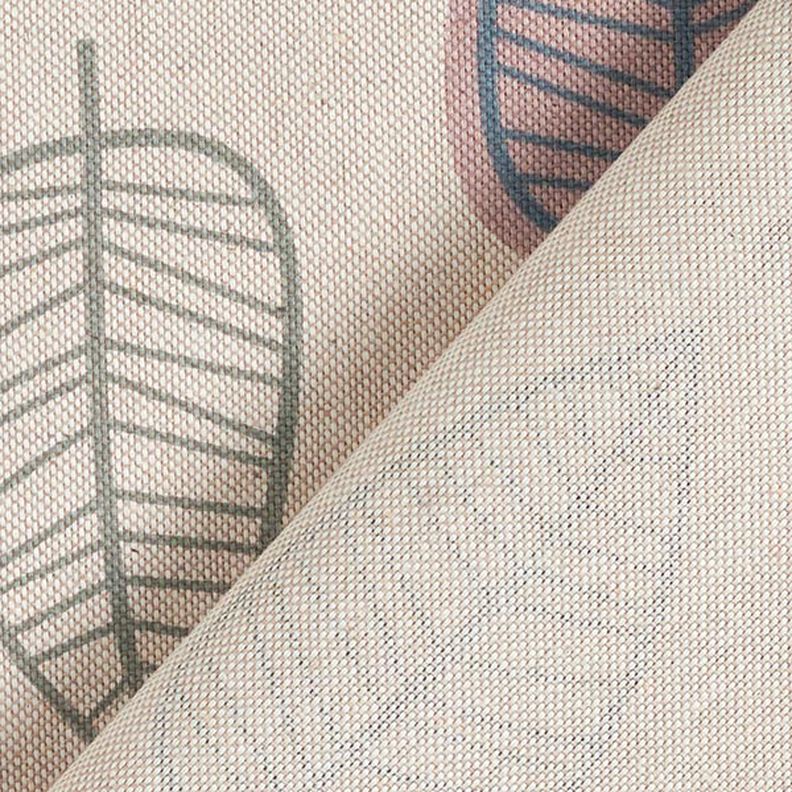 Tkanin dekoracyjna Half panama liście retro – jasny brudny róż/naturalny, image number 4