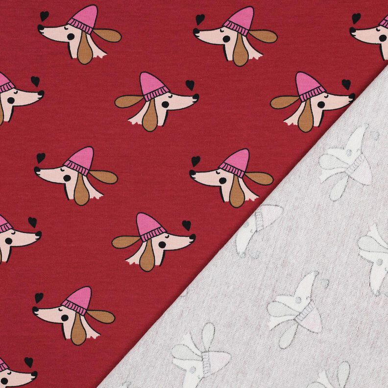 Dzianina dresowa pętelkowa pies w czapce | Poppy Fabrics – ciemnoczerwony/pink, image number 3