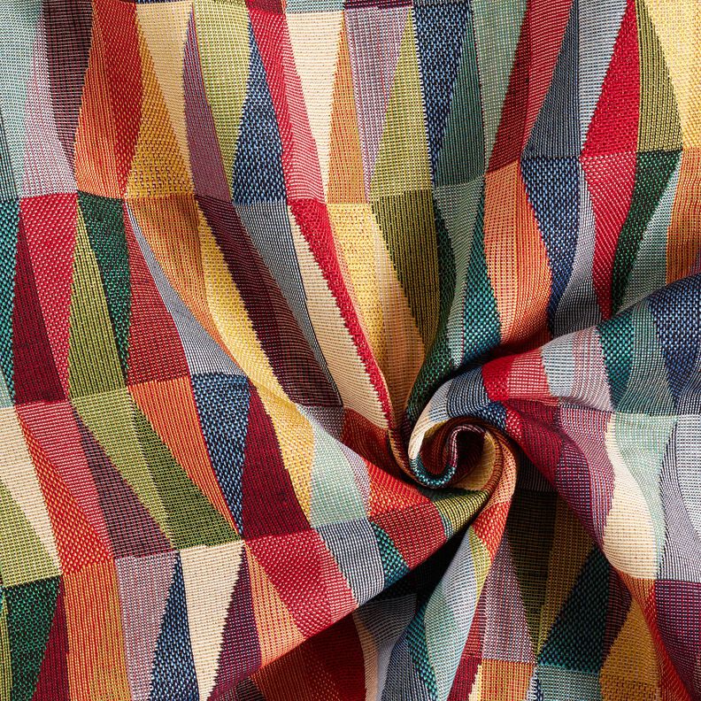 Tkanin dekoracyjna Gobelin graficzny zygzak – jasnobeżowy/czerwień karminowa,  image number 3