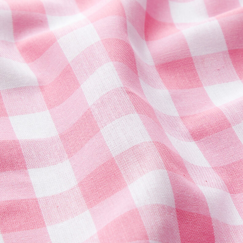 Tkanina bawełniana Kratka Vichy 1,7 cm – róż/biel,  image number 2