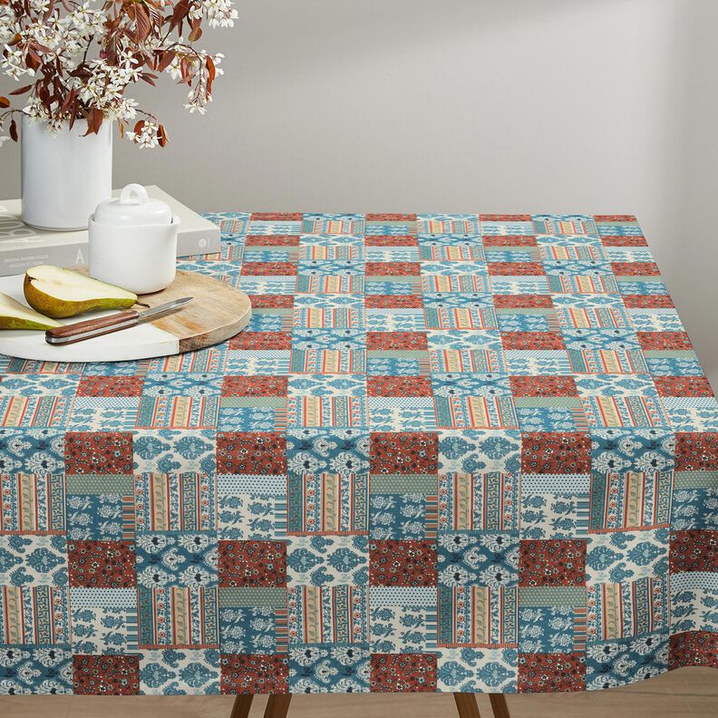 Tkanina bawełniana Kreton kwiatowy patchwork – błękit,  image number 6