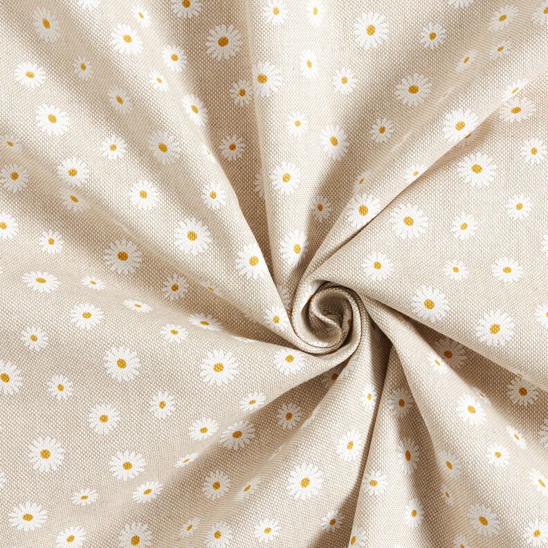 Tkanin dekoracyjna Half panama małe kwiatki – naturalny/biel,  image number 3