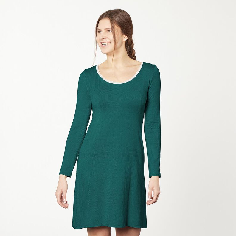 Dżersej prążkowany drobne prążki 2-1-1-1 – ciemna zieleń,  image number 7