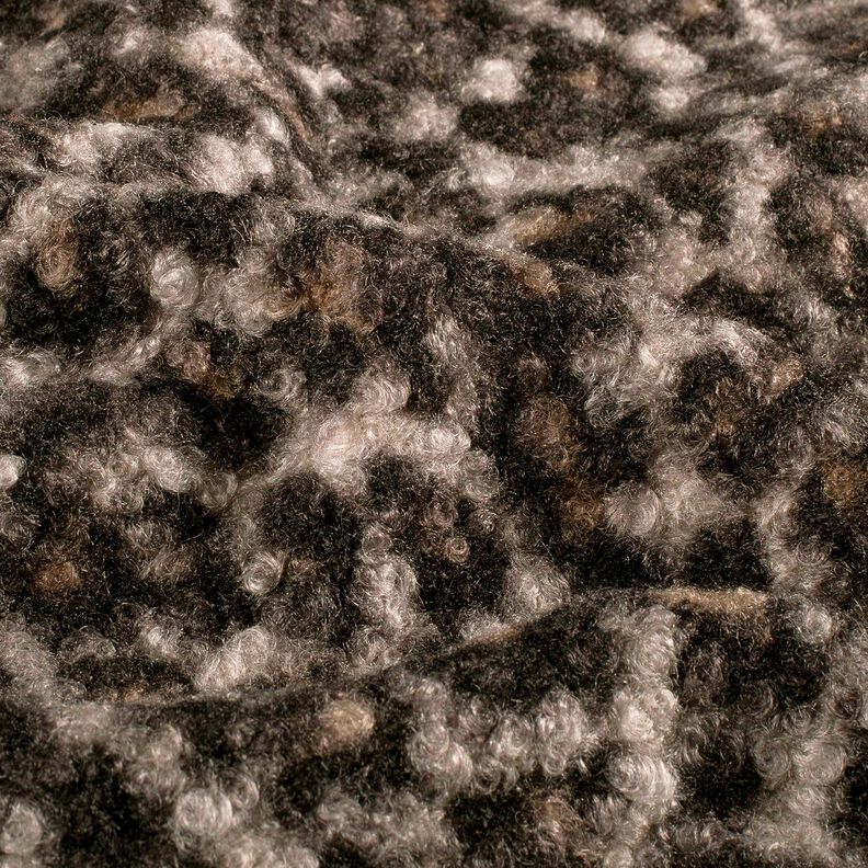 Dzianina bouclé w panterkę – czerń/brąz sarni,  image number 2