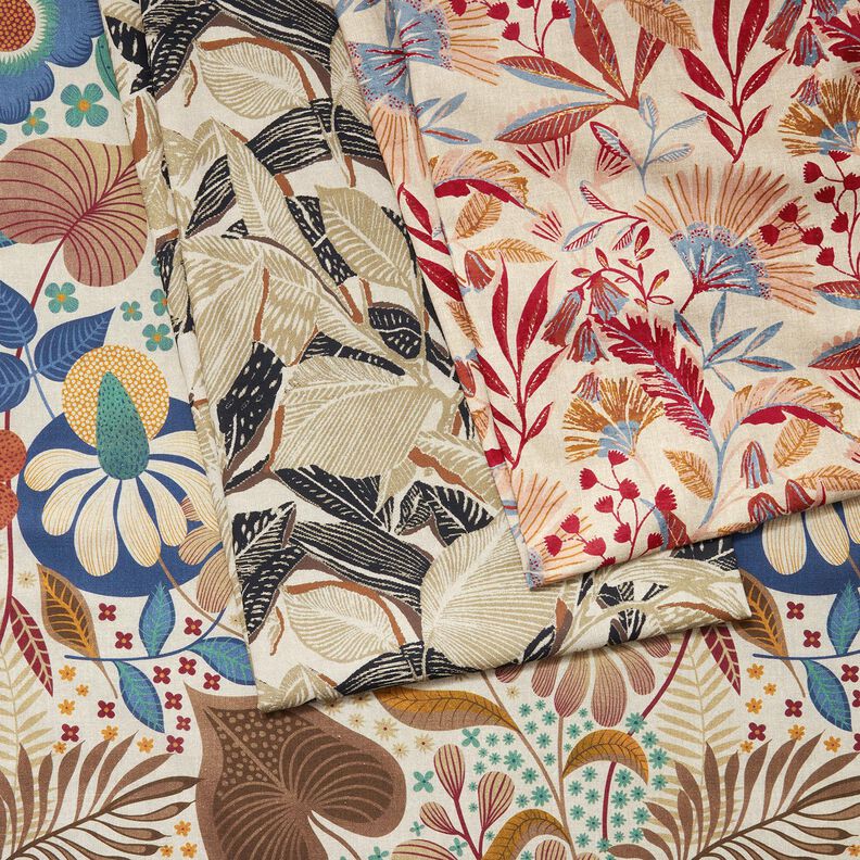 Tkanin dekoracyjna Half panama splecione liście – naturalny/jasny khaki, image number 6