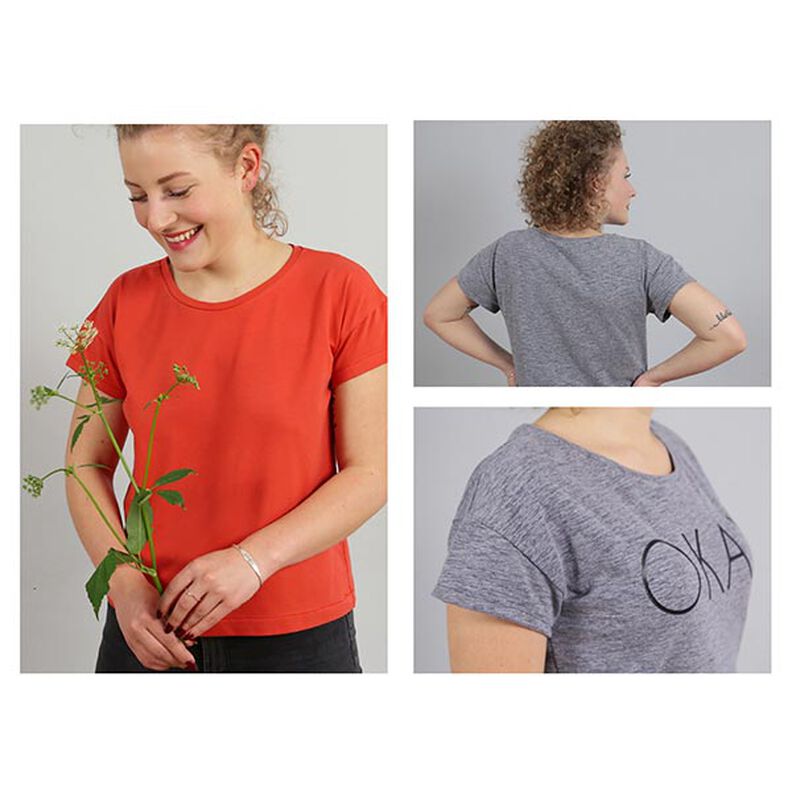 FRAU TINA – swobodna koszulka basic z krótkim rękawem, Studio Schnittreif  | XS -  XXL,  image number 2