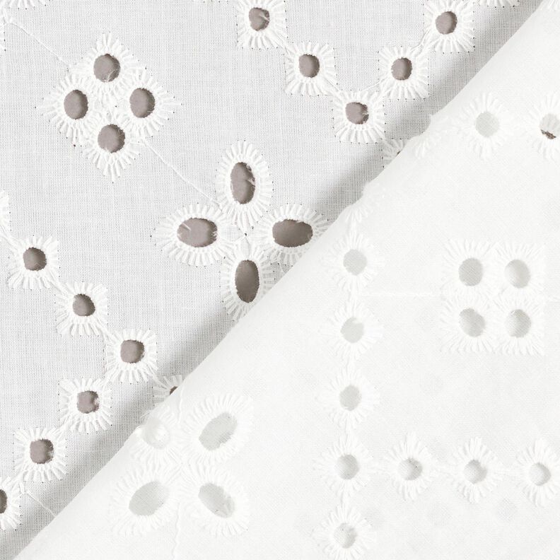 Tkanina bawełniana z haftem dzierganym – biel,  image number 4