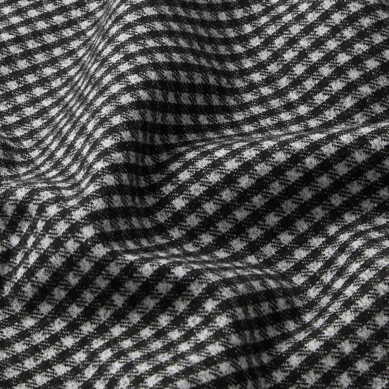 Dzianina płaszczowa strecz w małą kratkę – jasnoszary/czerń,  image number 2