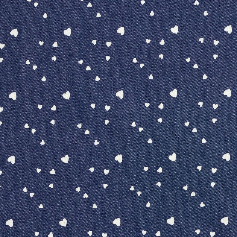 Chambray serduszka – granat/mleczna biel,  image number 1