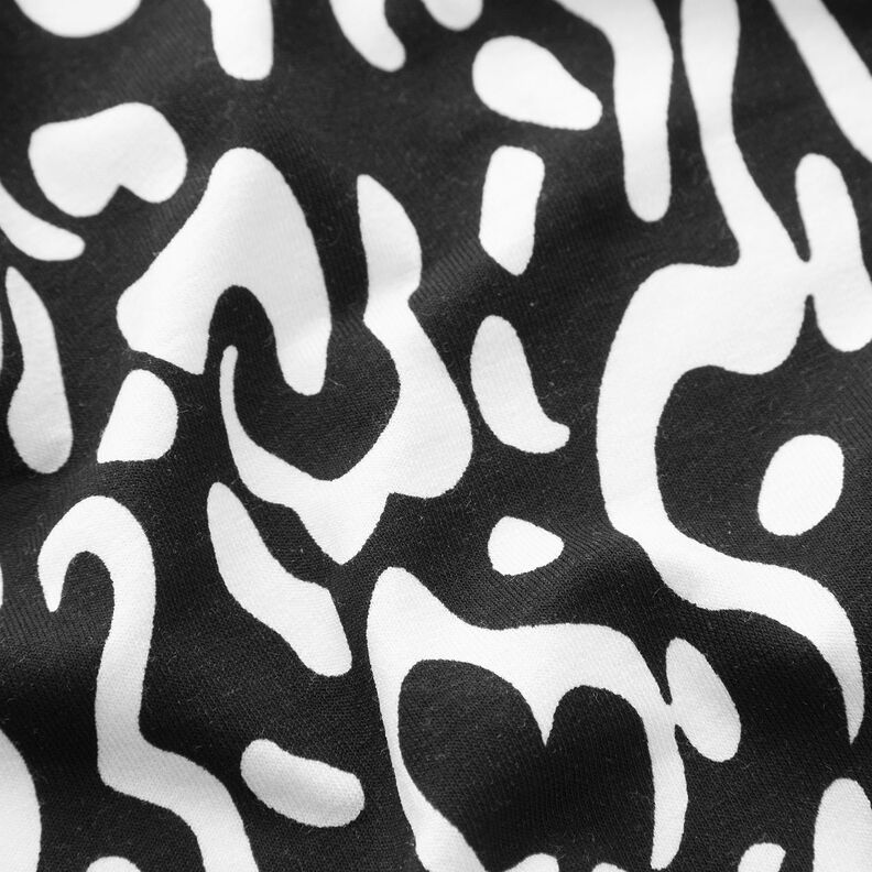 Dżersej wiskozowy z abstrakcyjnym wzorem panterki – czerń/biel,  image number 2