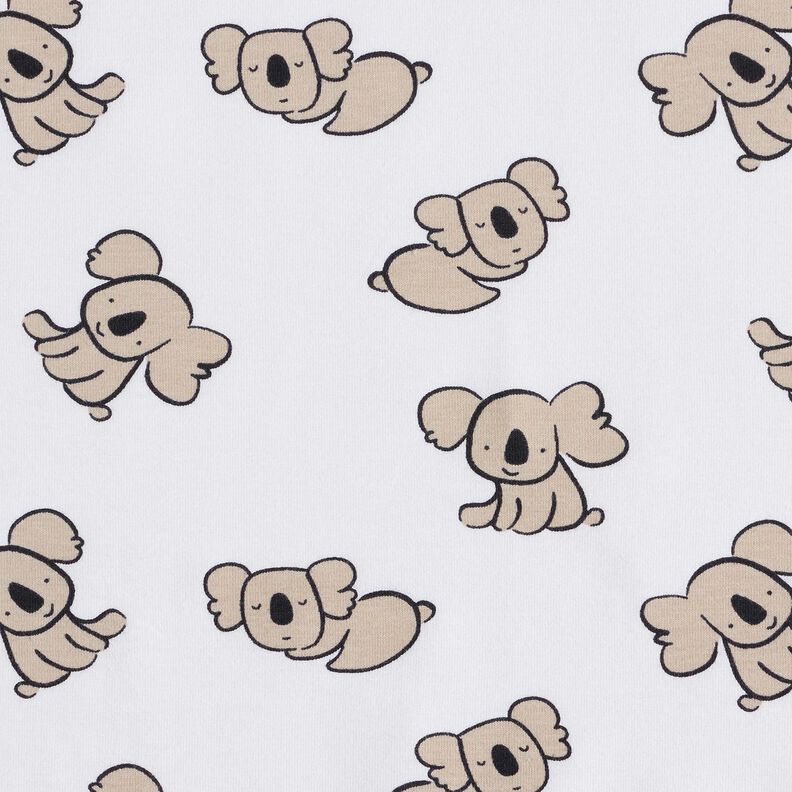 GOTS Dżersej bawełniany koala | Poppy Fabrics – biel/migdałowy,  image number 1