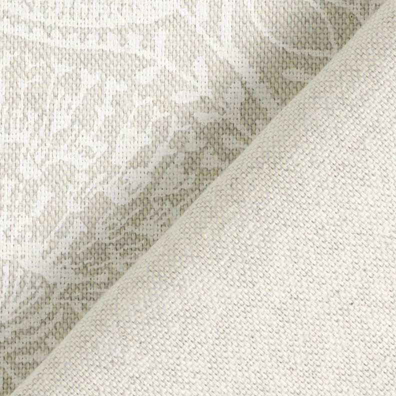 Tkanin dekoracyjna Half panama roślinny wzór paisley – naturalny/biel,  image number 4