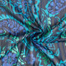 Szyfon z satynowymi, błyszczącymi paskami w kwiaty paisley – turkus/czerń,  thumbnail number 4