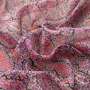 Krepa szyfonowa ze wzorem paisley – czerwona lilia, 
