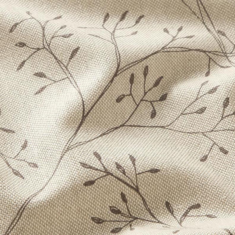Tkanina dekoracyjna półpanama w delikatne gałązki – naturalny,  image number 2