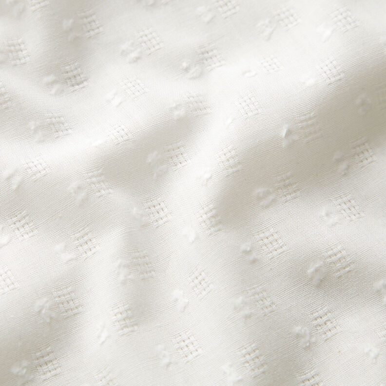 Ażurowa tkanina bawełniana dobby – biel,  image number 2