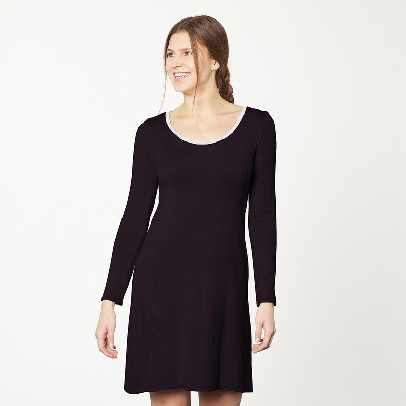 Dżersej prążkowany drobne prążki 2-1-1-1 – czerń,  image number 7