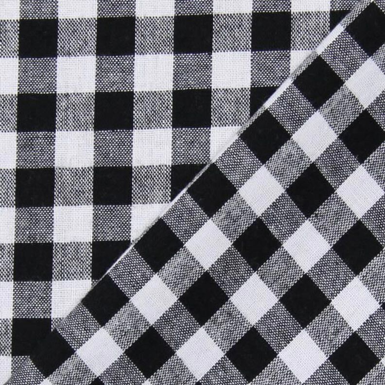 Tkanina bawełniana Kratka Vichy 1 cm – czerń/biel,  image number 3