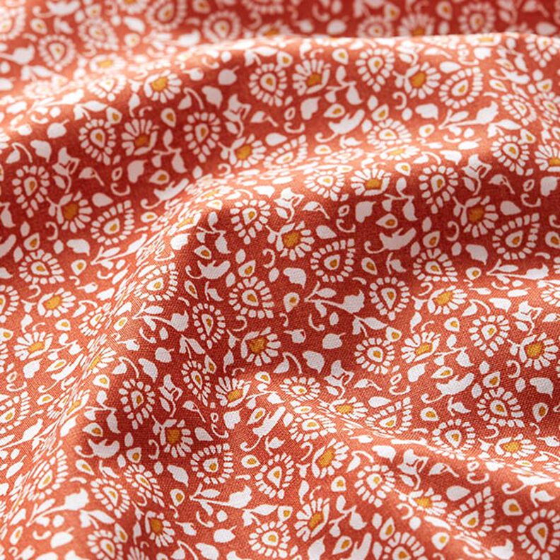 Tkanina bawełniana kreton Drobny wzór paisley – terakota,  image number 2